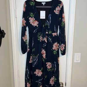 Blue floral wedding guest dress NWT size M